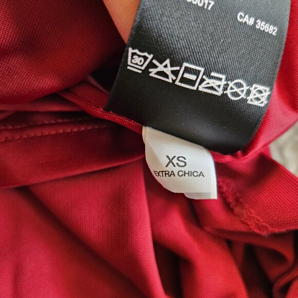 Bebe Women's Burgundy Bodycon Rachel Deep Leather Belted Dress XS - Picture 11 of 12